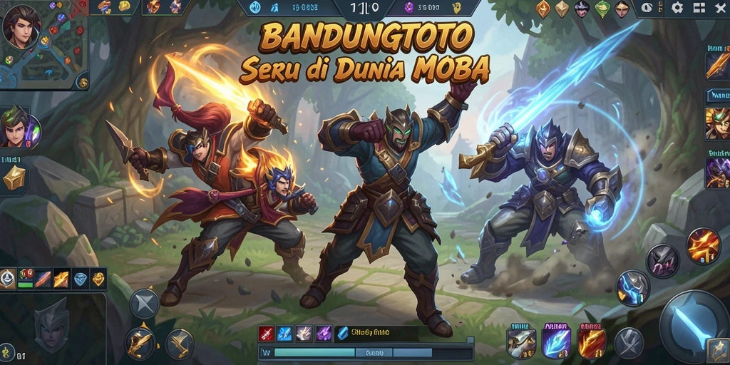 Tampilan pertarungan epik dalam BANDUNGTOTO dengan aksi gameplay MOBA.