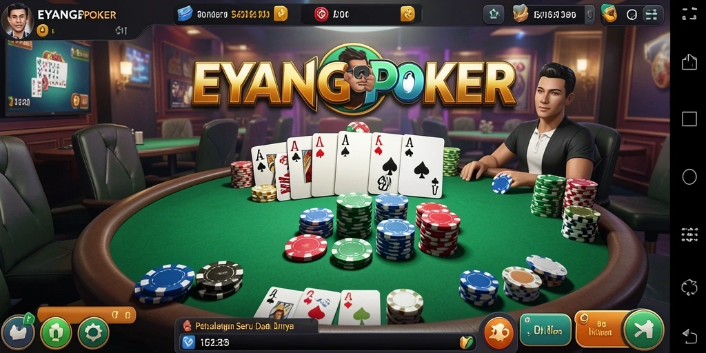 Gameplay seru EYANGPOKER menampilkan aksi poker yang menegangkan.