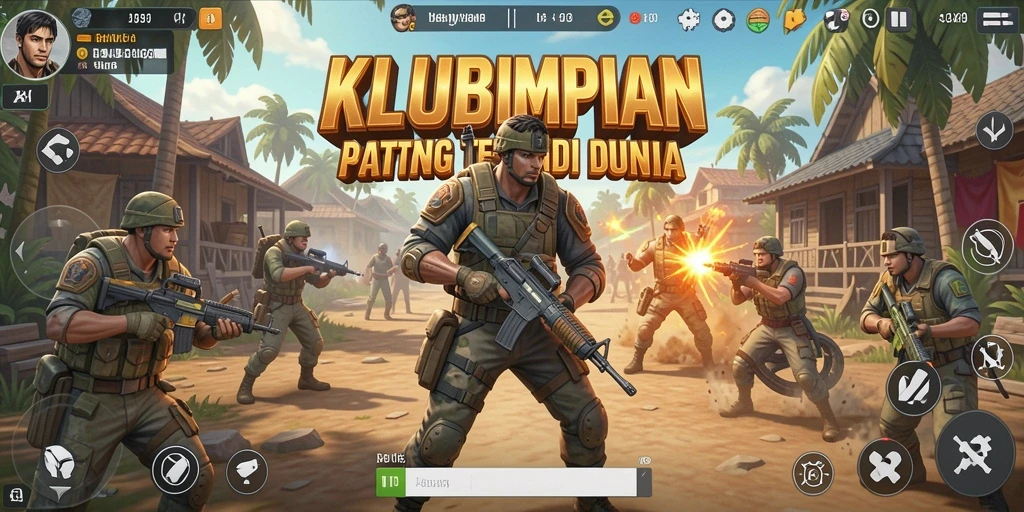 Tangkapan layar gameplay KLUBIMPIAN dengan aksi pertarungan intens di medan perang.