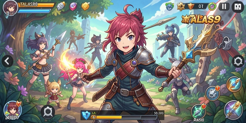 Tampilan gameplay TALAS89 yang penuh dengan aksi dan karakter Anime.