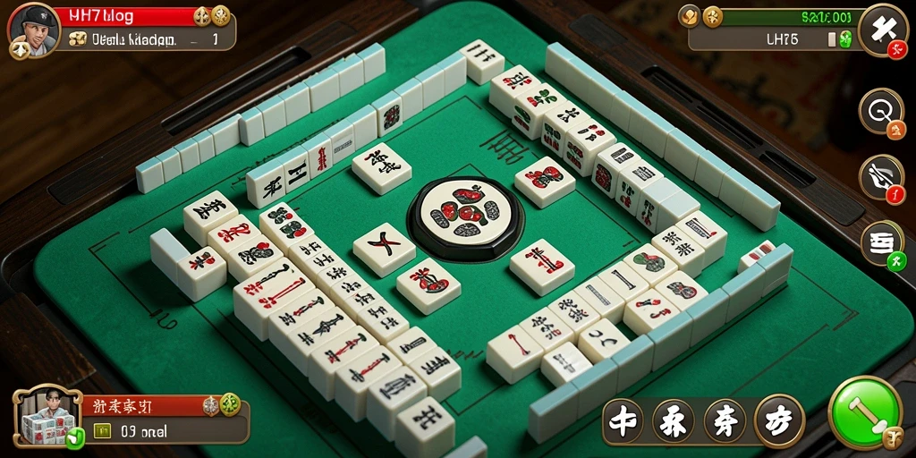Tangkapan layar UH77 menunjukkan pemain menyusun ubin Mahjong.